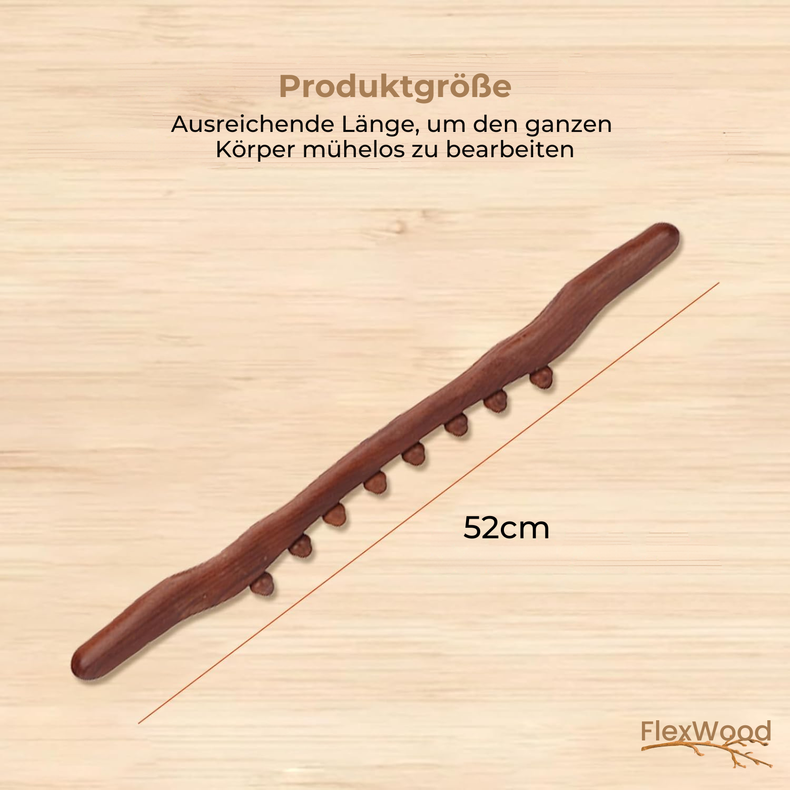 FlexWood Gua Sha Massagestab aus Holz