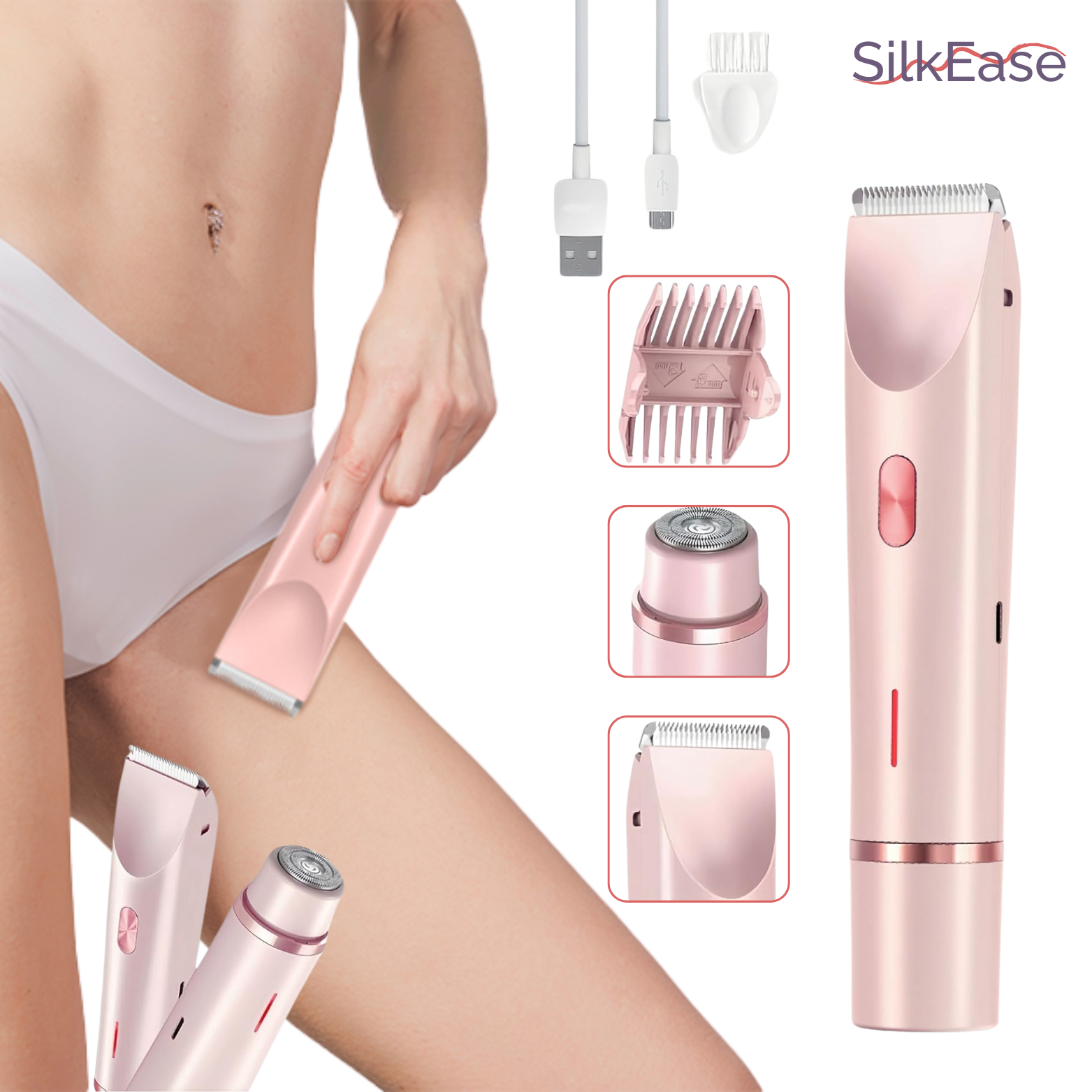 SilkEase 2-in-1 Damenrasierer – Gesicht, Bikinizone & Körper