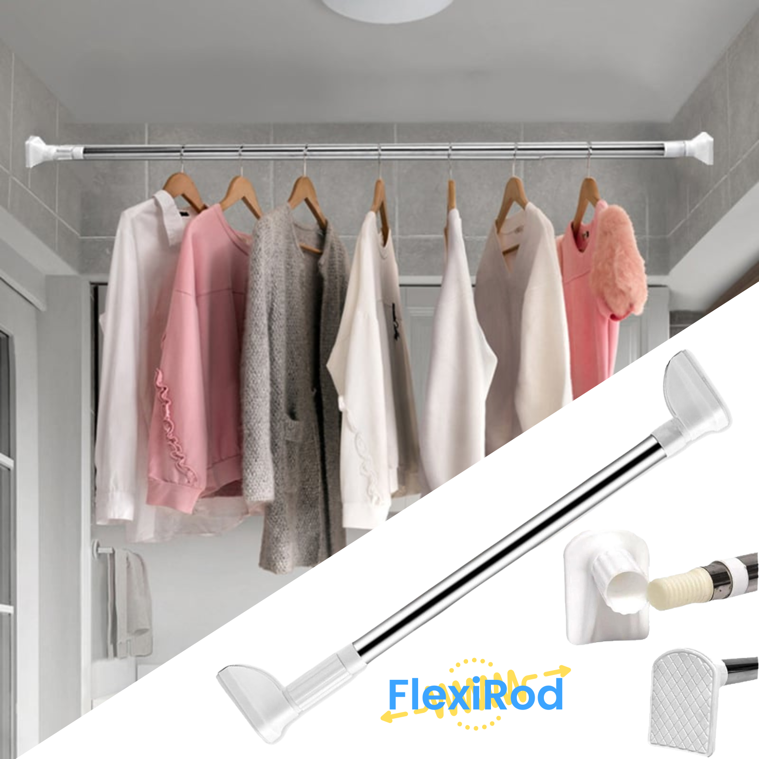 FlexiRod™ - Telescopic No-Drill Curtain Rod