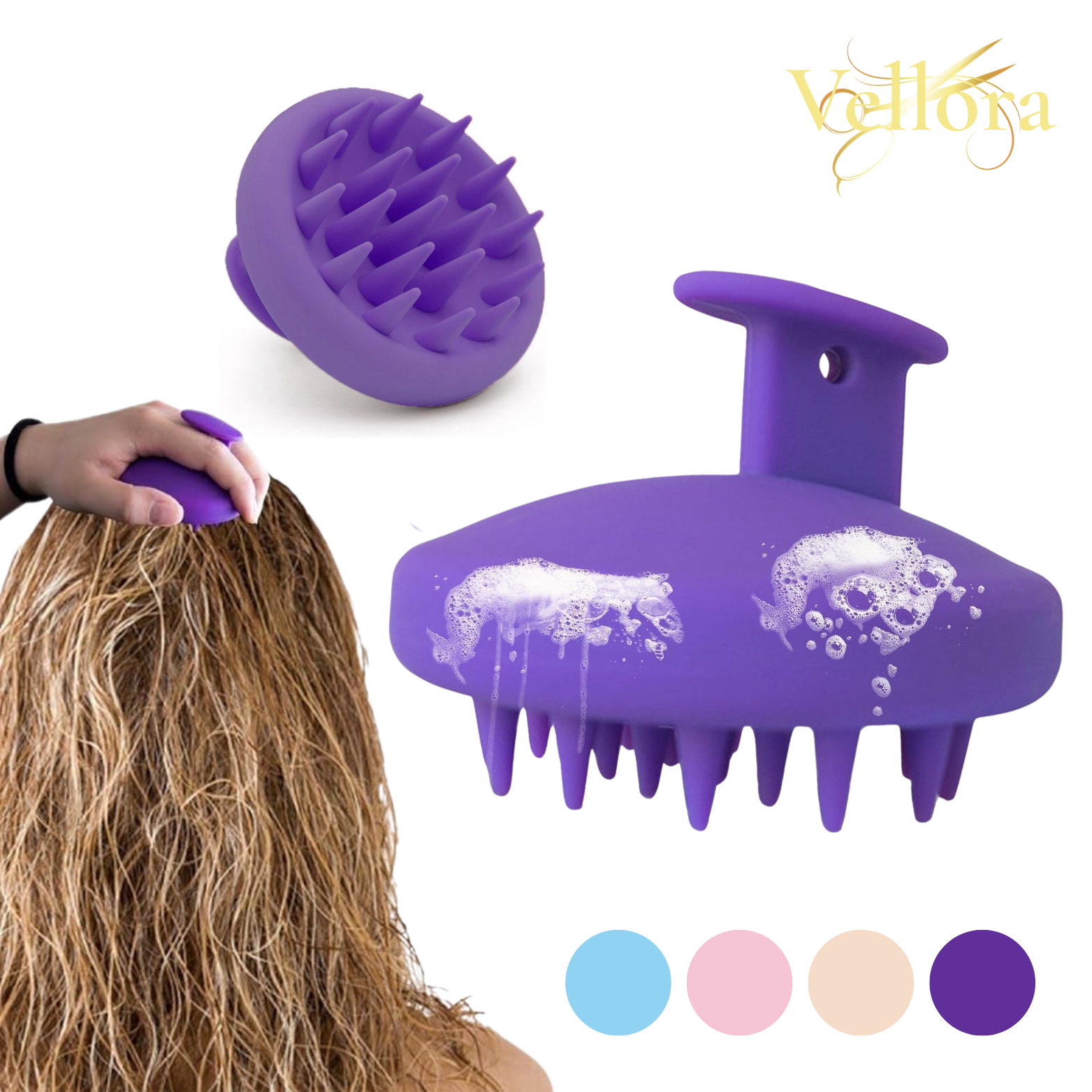 Vellora Kopfhaut Massagebürste – Gegen Schuppen & für Haarwachstum