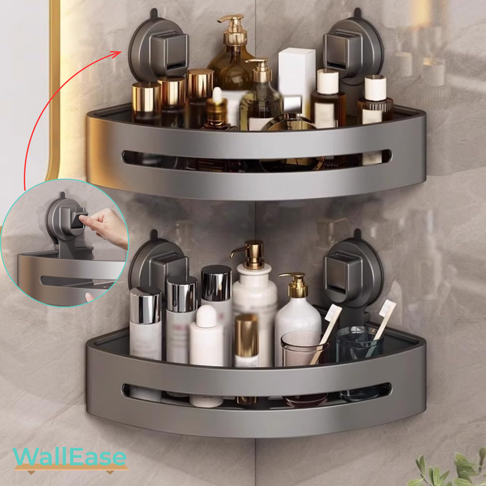 WallEase Duschregal ohne Bohren mit Saugnapf