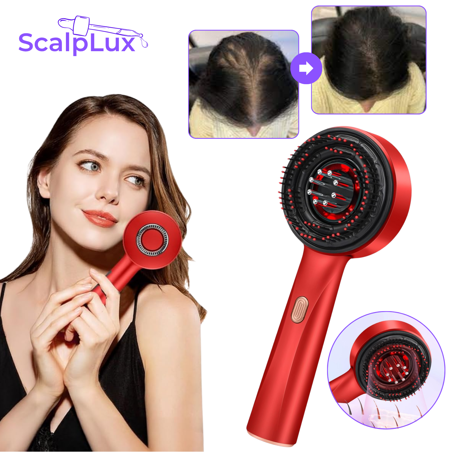 ScalpLux Kopfhautmassagegerät mit Haaröl-Applikator