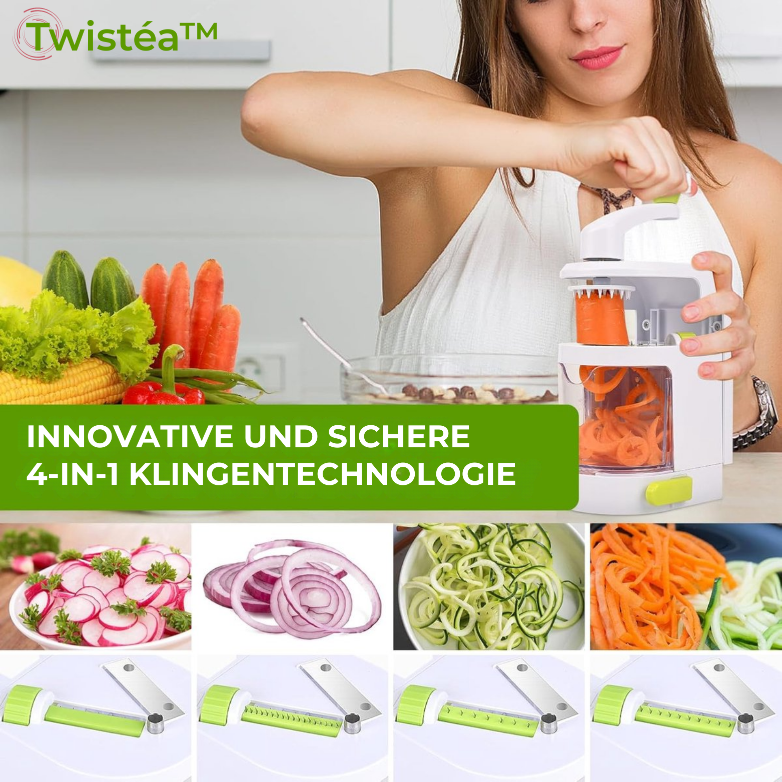 Twistéa™ 4-in-1 Spiralschneider für Gemüse & Salate