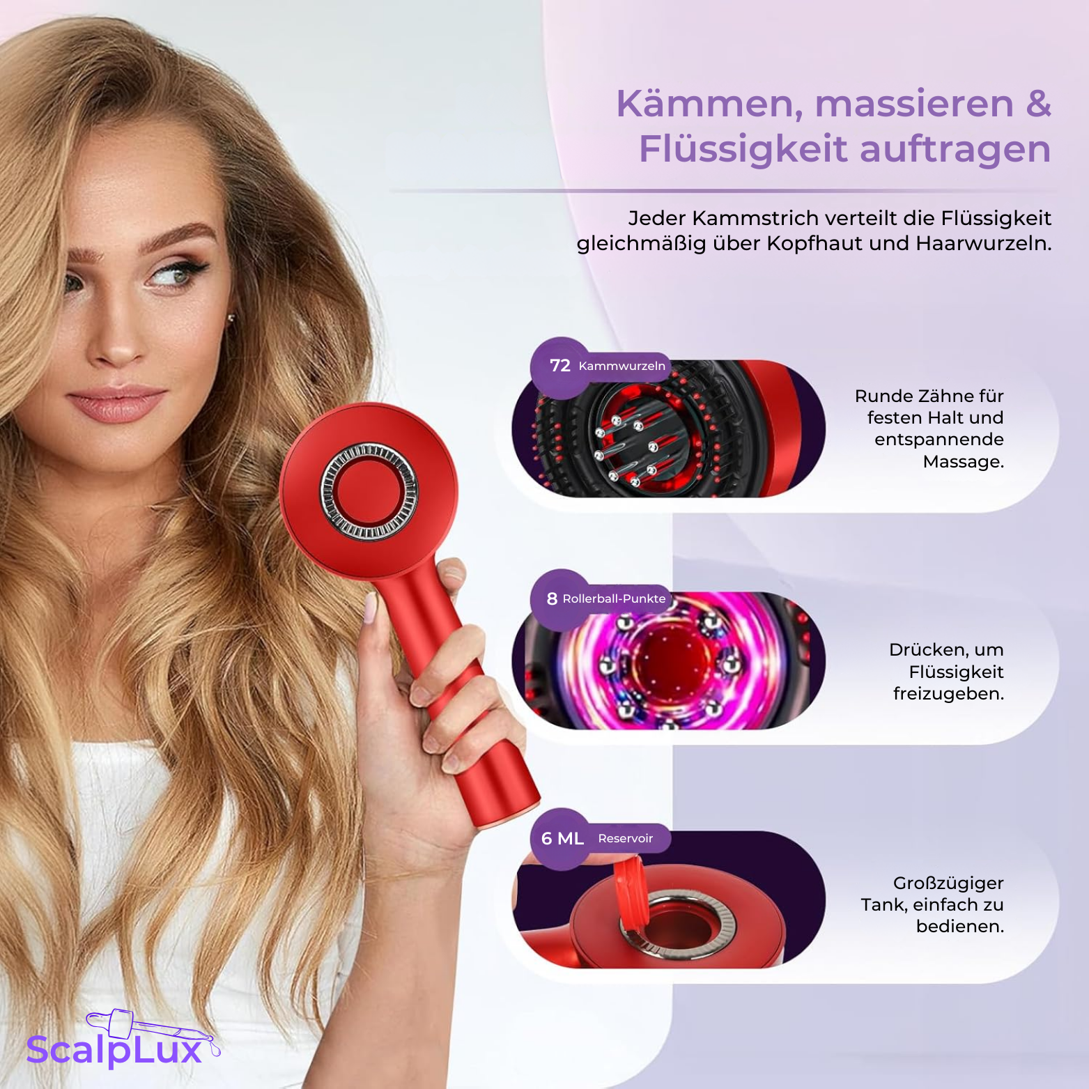ScalpLux Kopfhautmassagegerät mit Haaröl-Applikator