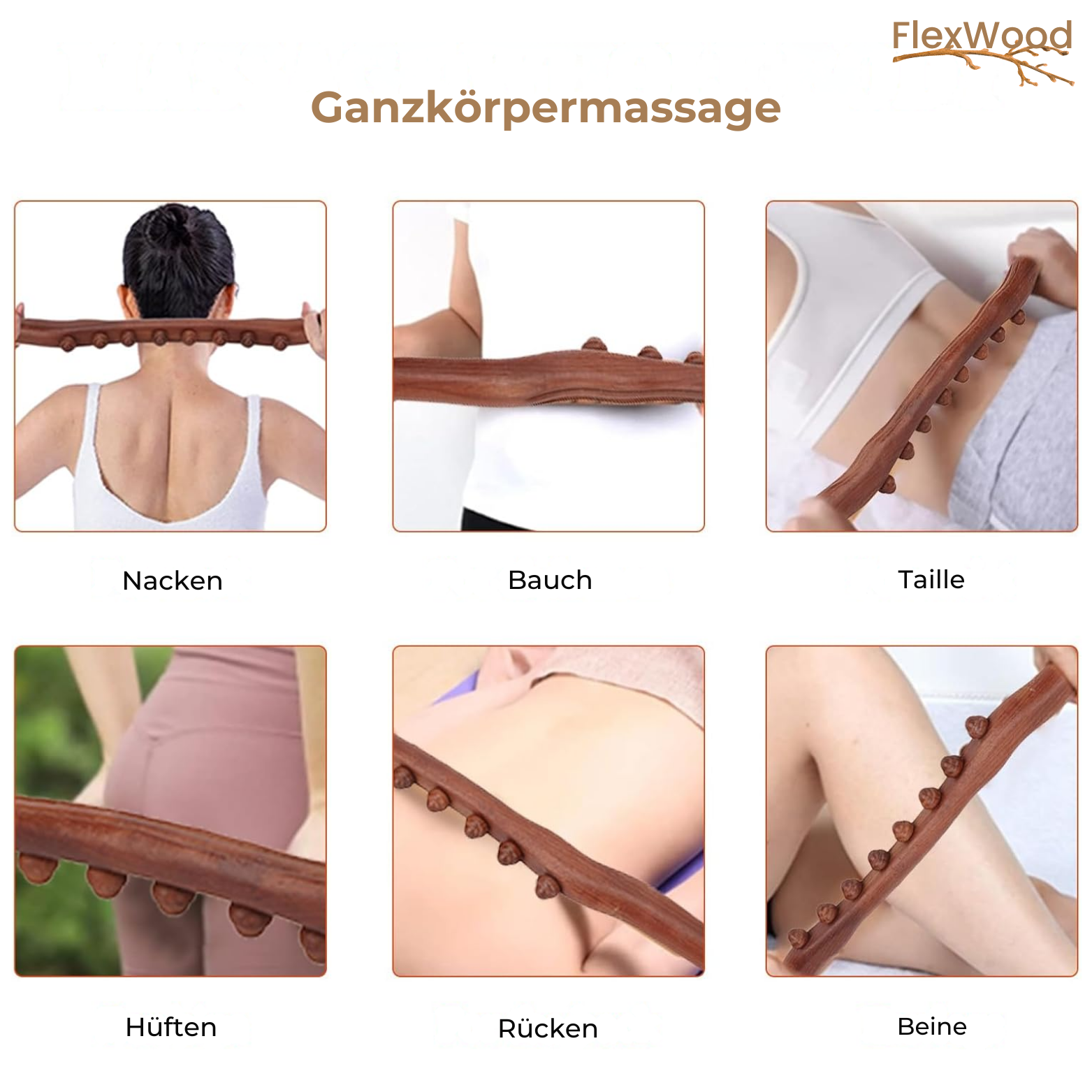 FlexWood Gua Sha Massagestab aus Holz