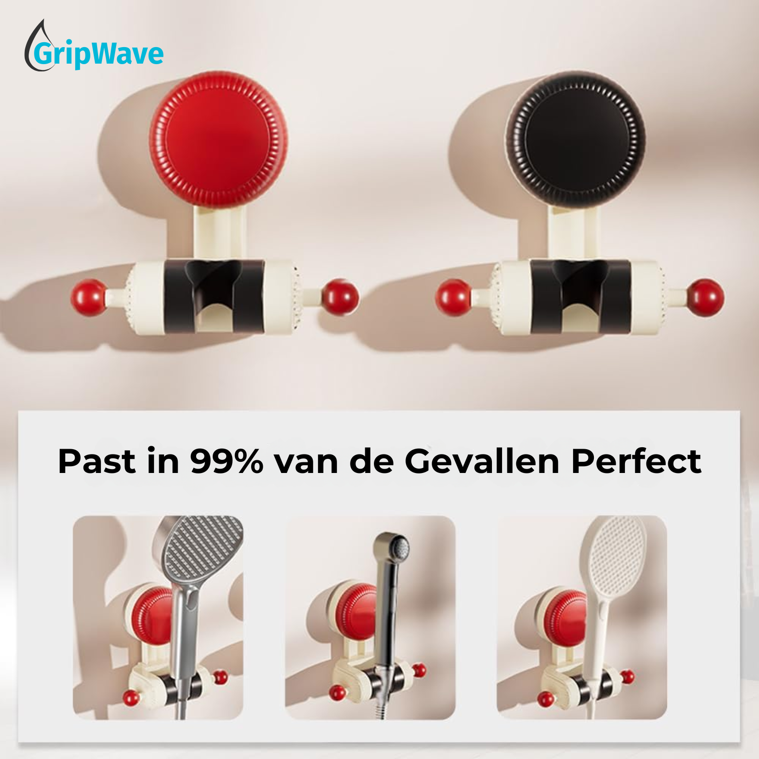 GripWave Verstelbare Zuignap Douchehouder