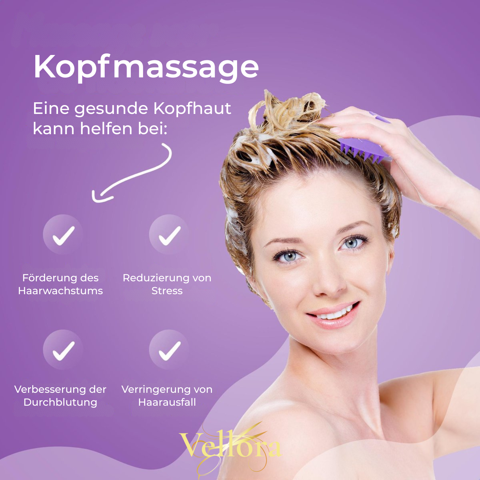 Vellora Kopfhaut Massagebürste – Gegen Schuppen & für Haarwachstum