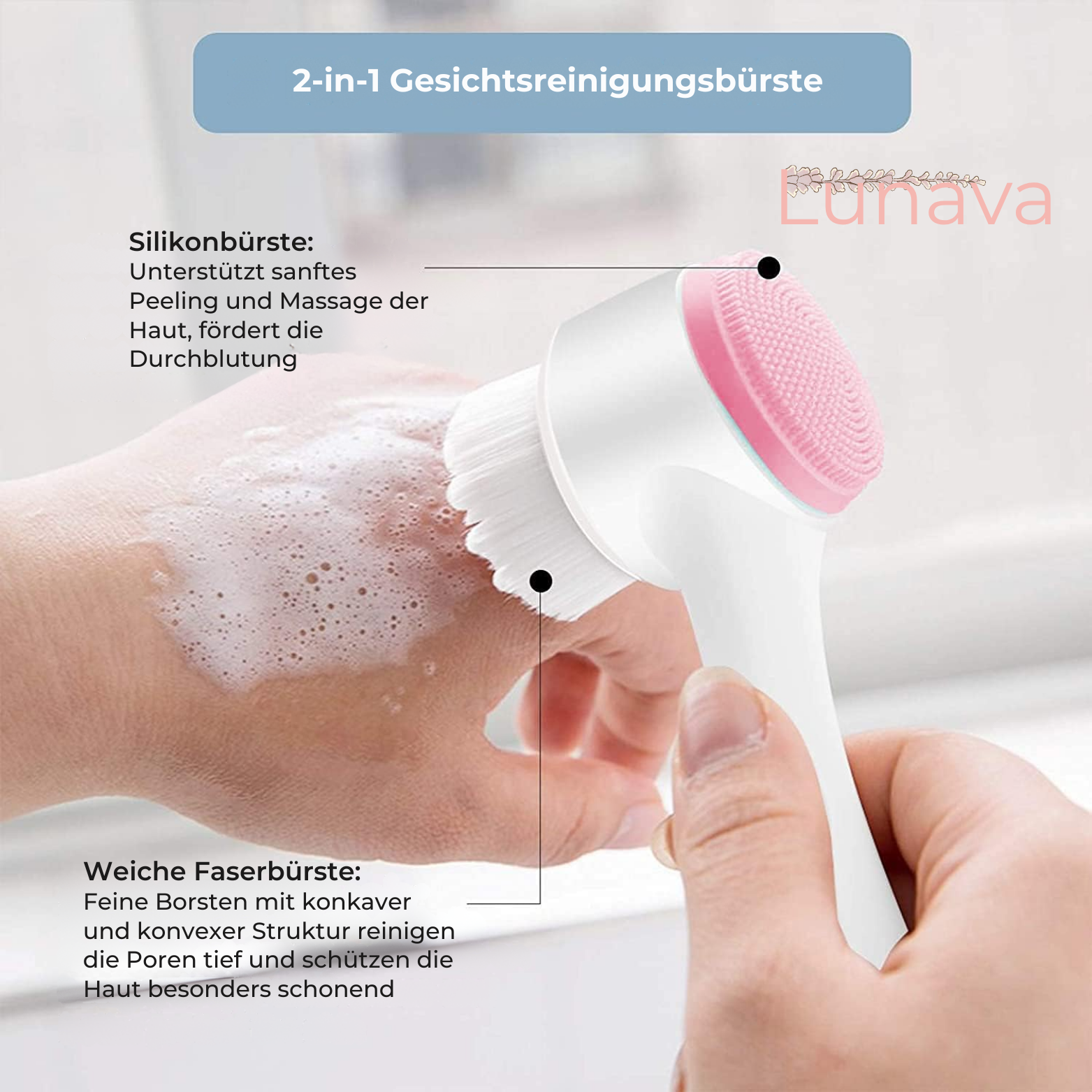Lunava 2-in-1 Gesichtsreinigungsbürste – Reinigung & Peeling