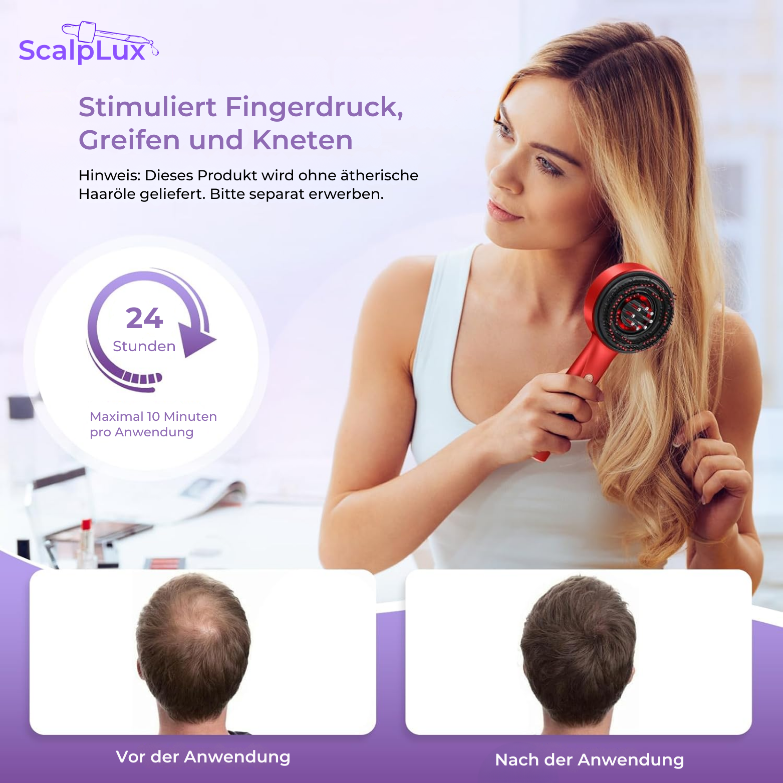 ScalpLux Kopfhautmassagegerät mit Haaröl-Applikator