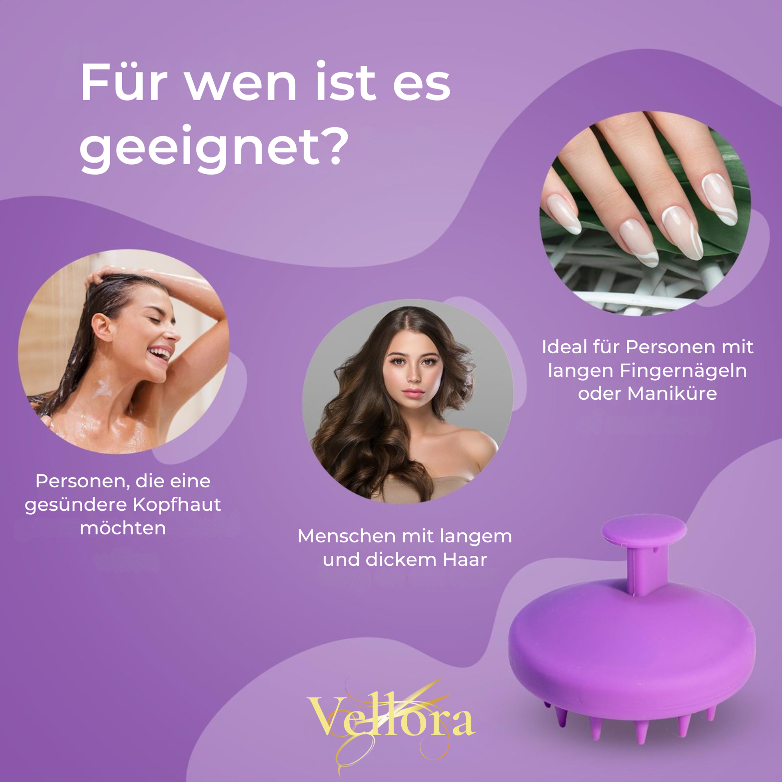 Vellora Kopfhaut Massagebürste – Gegen Schuppen & für Haarwachstum