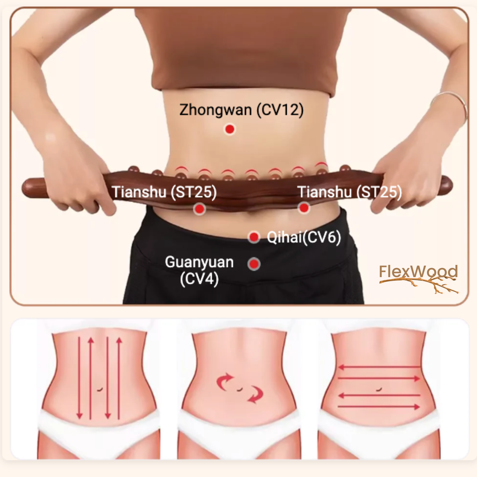 FlexWood Gua Sha Massagestab aus Holz