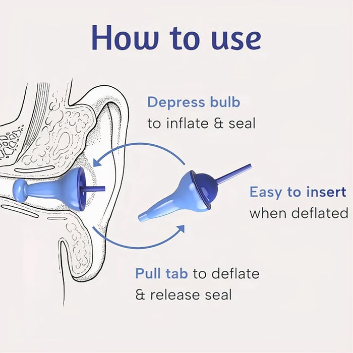 1+1 GRATIS | AirQuiet™ – Aufblasbare Ohrstöpsel mit Lärm- und Wasserschutz