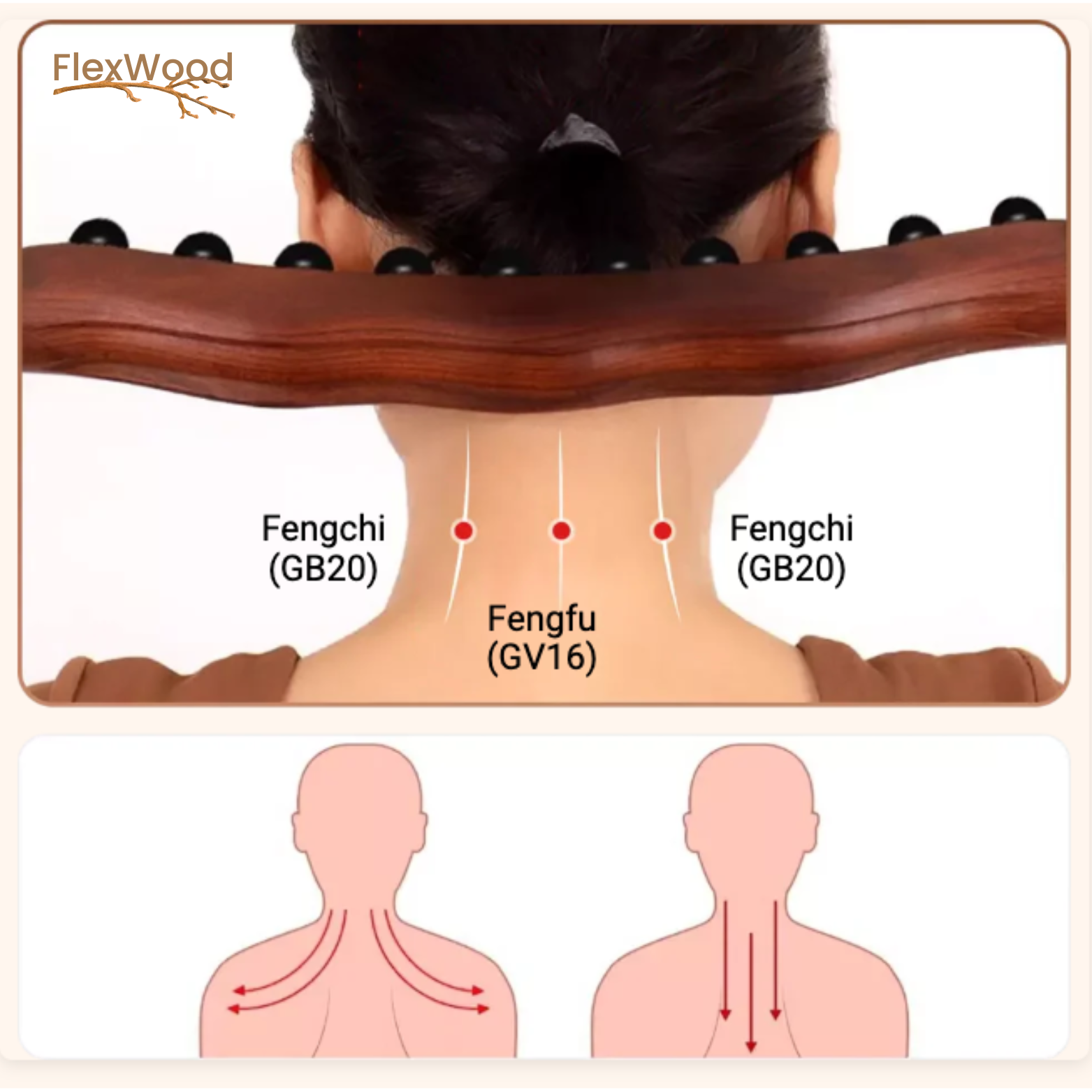 FlexWood Gua Sha Massagestab aus Holz